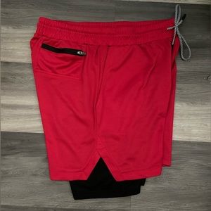 Medium Red/Black Compression Running Shorts